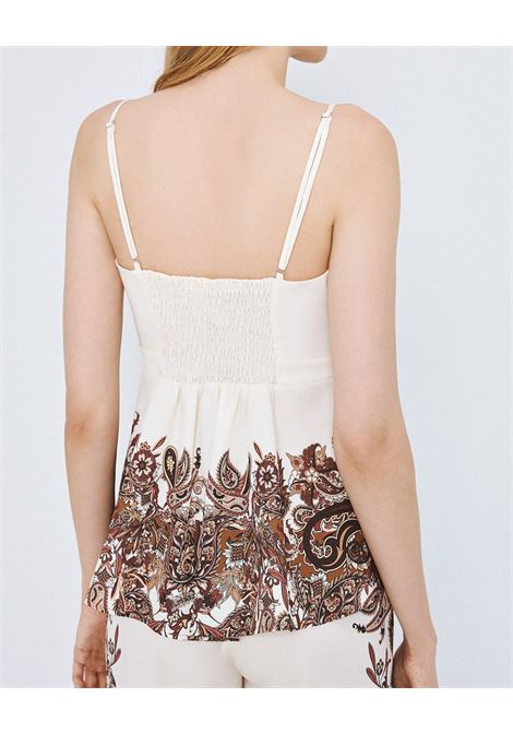 Top stampato con dettaglio arruffono ACCESS fashion | 63-2128-715CHOCO